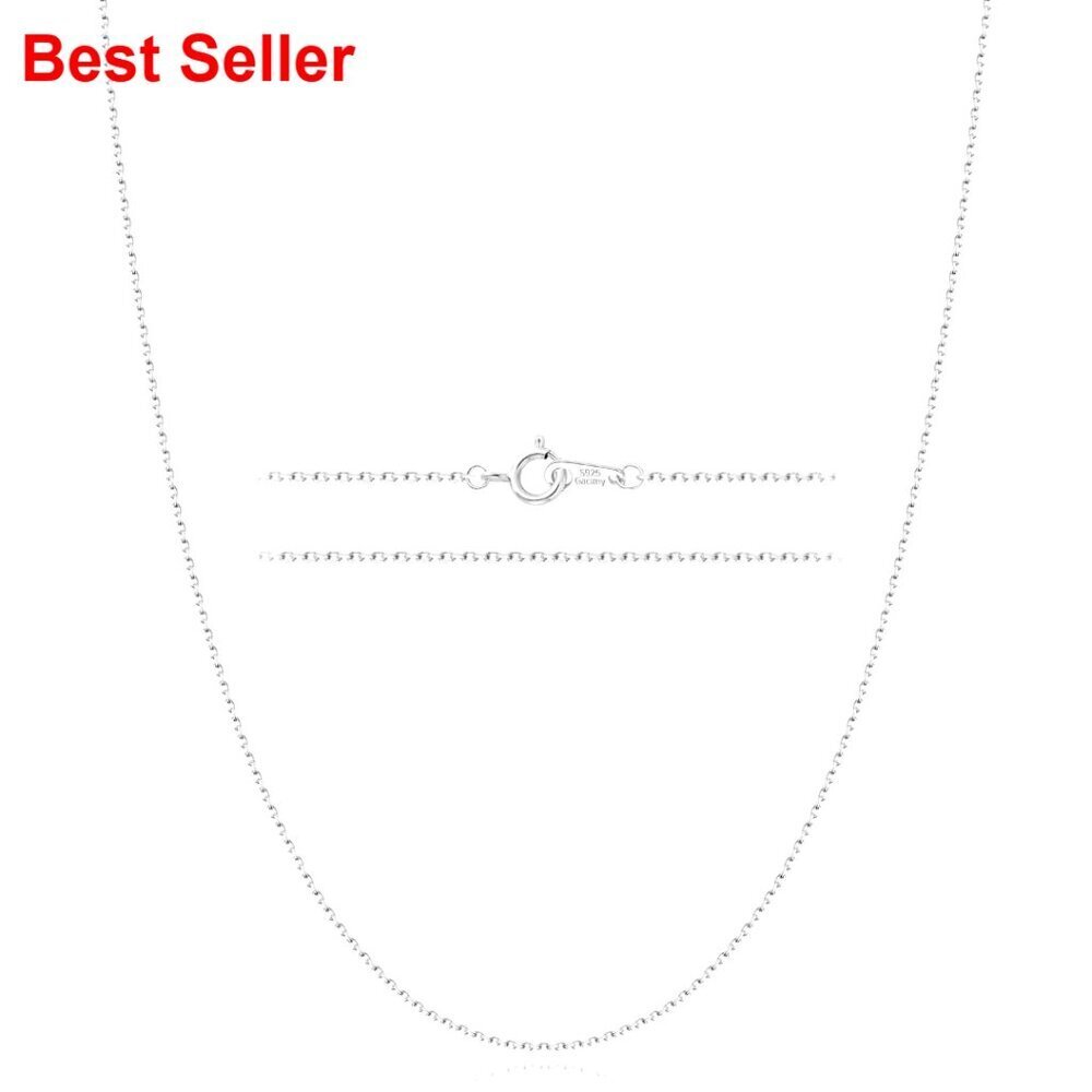 925 Sterling Silver Cable Chain Necklace 18" with 2" Extender
